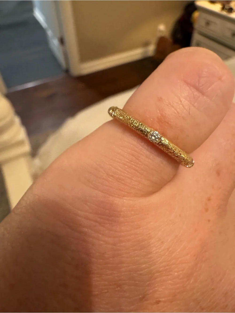 Imperfect Grace Maude Ring - 14k Gold and Diamond Band - size 6